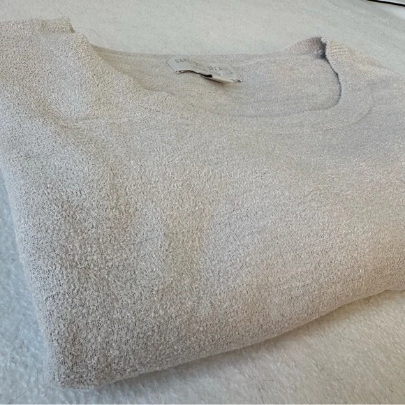 Barefoot Dreams Cozy Chic Ultralite Pullover Lounge Tie Hem Top in Stone, Small - Picture 14 of 16